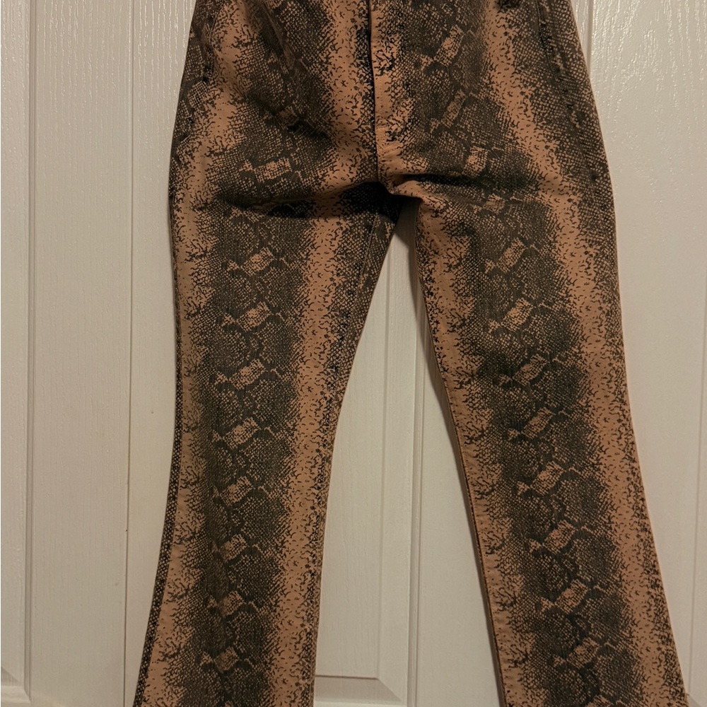 MOTHER Women's Tan Snake Print Ankle Jeans